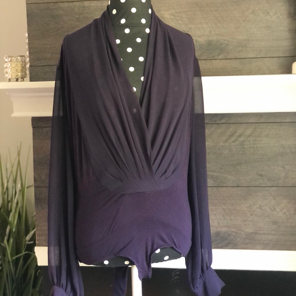 Eva Mendes Deep Purple Bodysuit Blouse